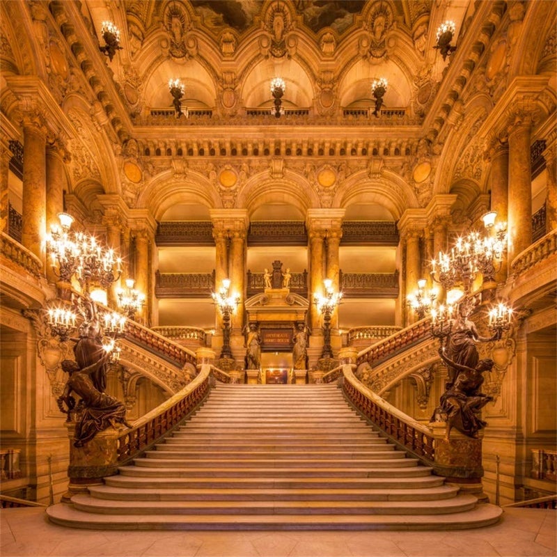 Yeele 10x10ft Paris Opera Theatre Backdrop for Photography French Palais Garnier Staircase Gold Hall Concert Background Baroque Staircase Entry Kids Adult Photo Booth Shoot Vinyl Studio Props - Image 1